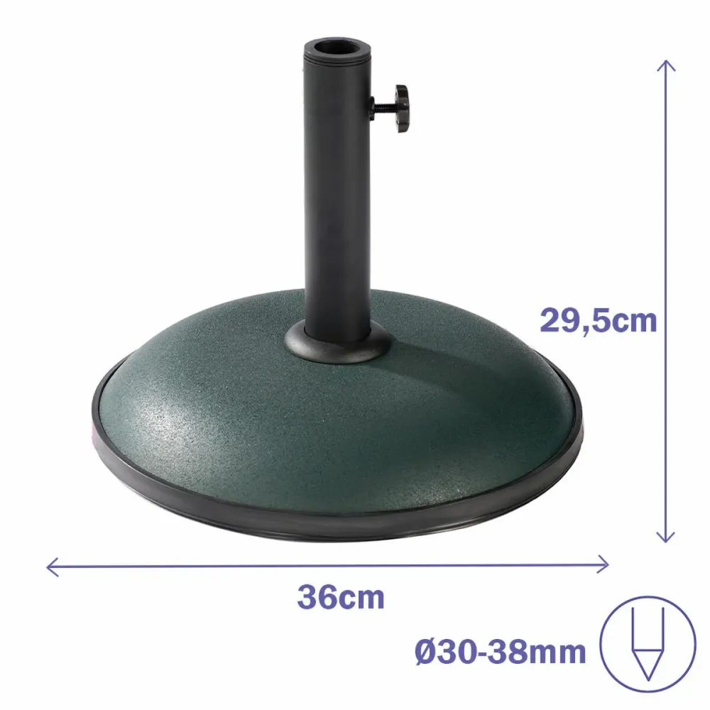 Marbueno Base Sombrilla Redonda Cemento 36x29,5 cm 11KG Verde Jardin, Piscina y Terraza 10443 con Base de Cemento Incluida