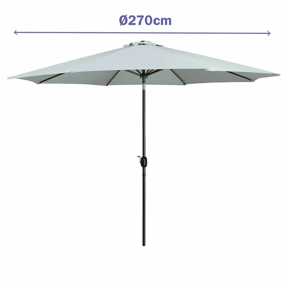 Marbueno Sombrilla Acero 8 Varillas D270 cm Fibra sintética Blanco Jardin, Piscina y Terraza 10484