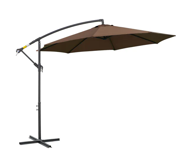 Outsunny Parasol Excéntrico Ø 295 cm Sombrilla de Jardín con Ángulo Ajustable Base Cruzada y Manivela Sombrilla para Terra...