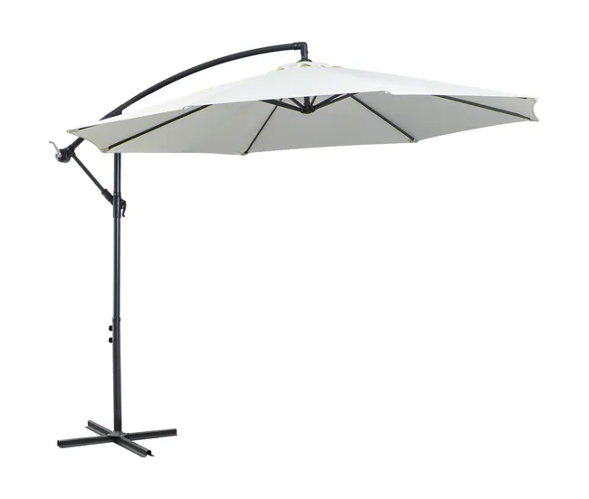 Outsunny Parasol Excéntrico Ø 295 cm Sombrilla de Jardín con Ángulo Ajustable Base Cruzada y Manivela Sombrilla para Terra...