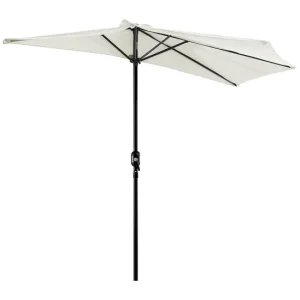 Outsunny Sombrilla 269x138x236 cm Parasol de Jardín con Manivela y Forma Semicircular para Exterior Terraza Patio Piscina...