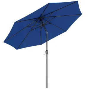 Outsunny Sombrilla de Jardín Ø295x250 cm con Manivela Parasol Exterior con Mecanismo de Inclinación y Poste Desmontable de...