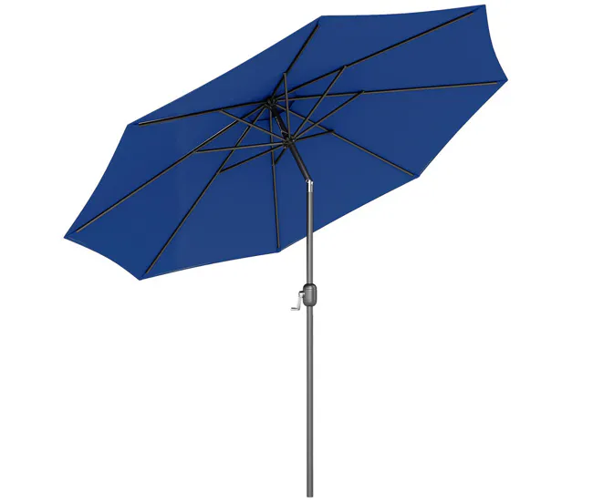 Outsunny Sombrilla de Jardín Ø295x250 cm con Manivela Parasol Exterior con Mecanismo de Inclinación y Poste Desmontable de...