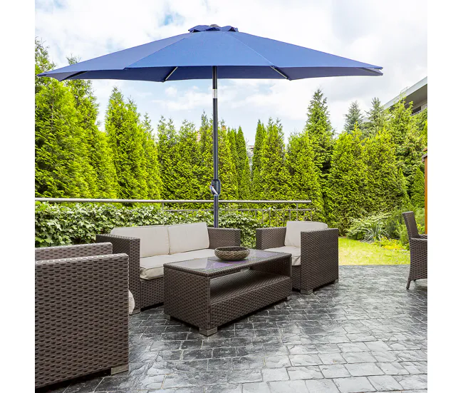Outsunny Sombrilla de Jardín Ø295x250 cm con Manivela Parasol Exterior con Mecanismo de Inclinación y Poste Desmontable de...