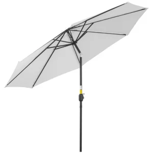 Outsunny Sombrilla de Jardín Ø295x250 cm con Manivela Parasol Exterior con Mecanismo de Inclinación y Poste Desmontable de...