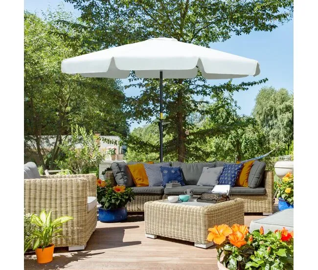 Outsunny Sombrilla de Jardín de Aluminio Ø266x250 cm Parasol de Jardín con Ángulo Ajustable Protección UV50+ Techo de Vent...