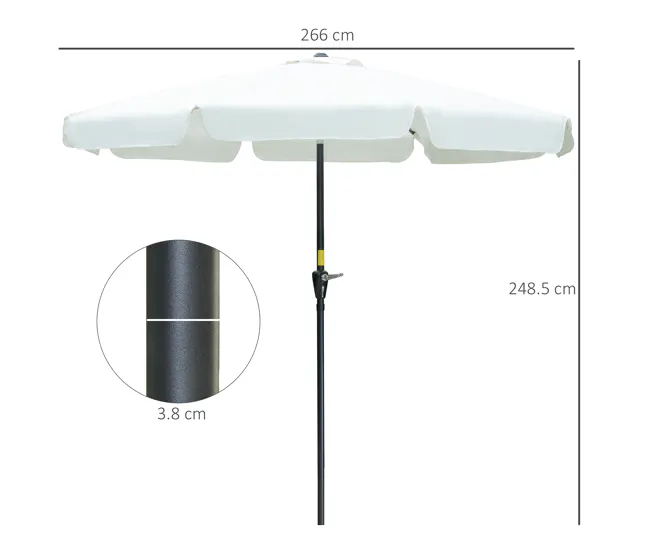 Outsunny Sombrilla de Jardín de Aluminio Ø266x250 cm Parasol de Jardín con Ángulo Ajustable Protección UV50+ Techo de Vent...