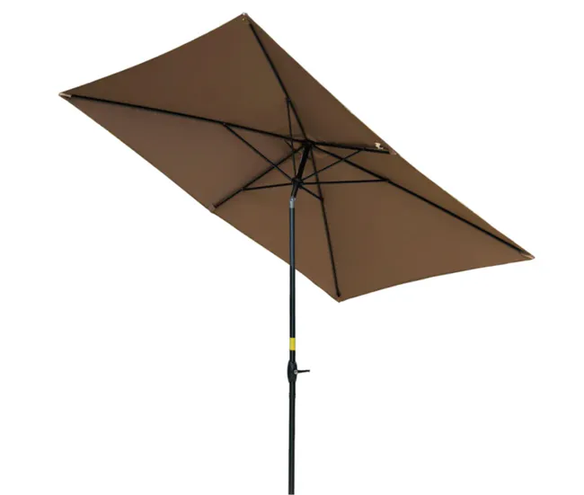 Outsunny Sombrilla de Terraza Exterior 205x290 cm Parasol de Terraza Exterior con Ángulo Ajustable Mástil de Aluminio y Pr...