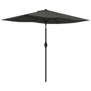 Outsunny Sombrilla de Terraza Exterior 205x290 cm Parasol de Terraza Exterior con Ángulo Ajustable Mástil de Aluminio y Pr...