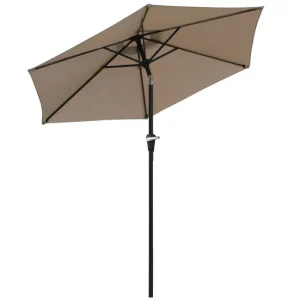 Outsunny Sombrilla Terraza Exterior Ø230 cm Sombrilla de Jardín con Ángulo Ajustable y Manivela Impermeable Parasol para P...