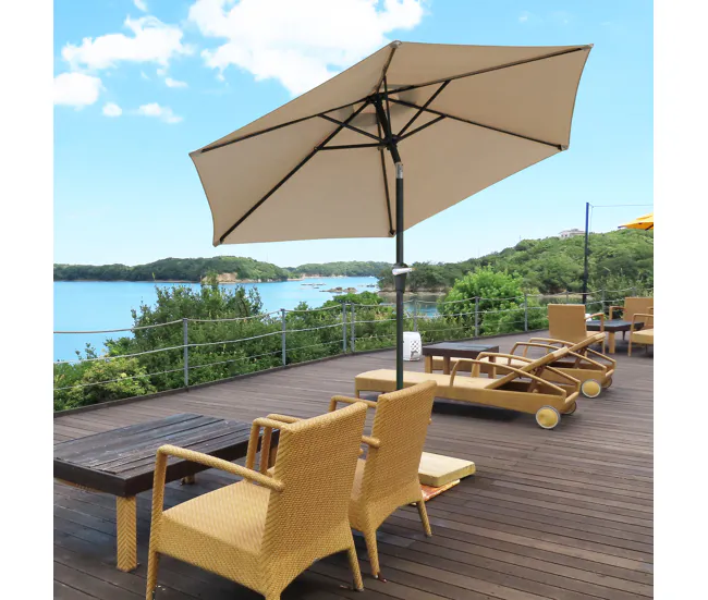 Outsunny Sombrilla Terraza Exterior Ø230 cm Sombrilla de Jardín con Ángulo Ajustable y Manivela Impermeable Parasol para P...