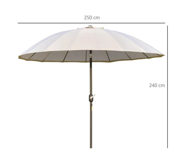 Outsunny Sombrilla Terraza Exterior Ø250 cm Sombrilla de Jardín con Ángulo Inclinable y Manivela Impermeable Parasol para...