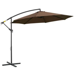 Premium con Mecanismo de Inclinación Outsunny Parasol Excéntrico Ø 295 cm Sombrilla de Jardín con Ángulo Ajustable Base Cr...