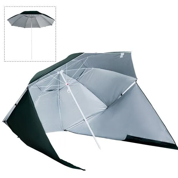 Sombrilla con paneles laterales Outsunny protección UV verde turbio Ø210x222 cm
