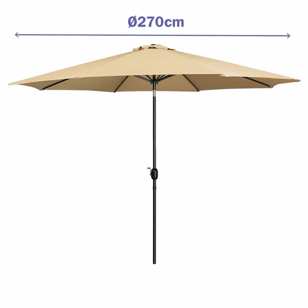 Sombrilla de Jardín Marbueno Sombrilla Acero 8 Varillas D270 cm Material poliéster Marron Jardin, Piscina y Terraza 10482