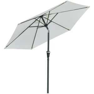 Sombrilla de Mercado Outsunny Sombrilla Terraza Exterior Ø230 cm Sombrilla de Jardín con Ángulo Ajustable y Manivela Imper...