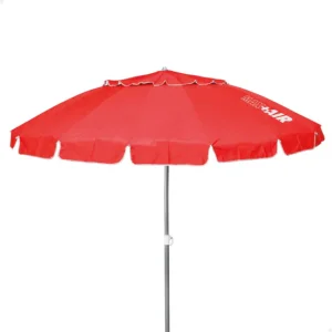 Sombrilla playa antiviento Ø220 cm roja c/mástil inclinable Aktive con Mecanismo de Crank