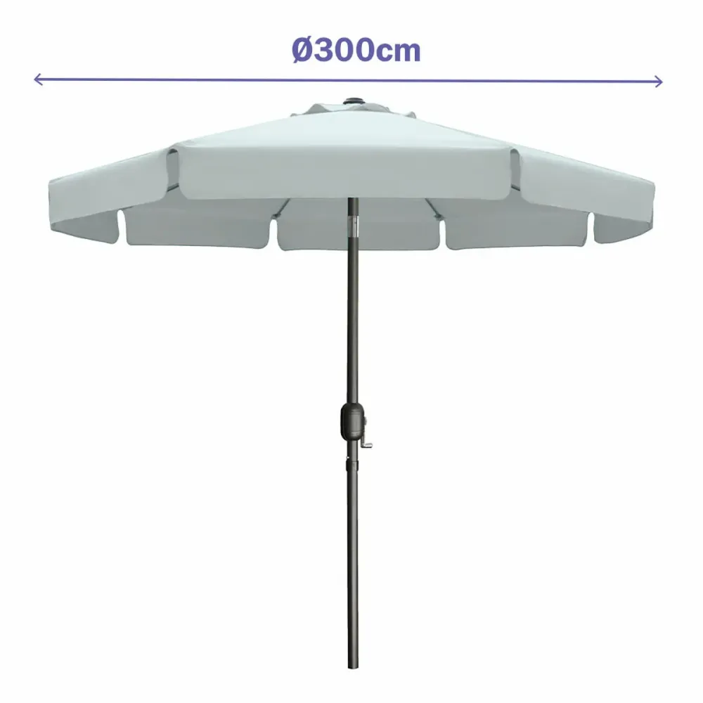 Sombrilla Rectangular Marbueno Sombrilla Acero 8 Varillas D300 cm Material poliéster Blanco Jardin, Piscina y Terraza 10491