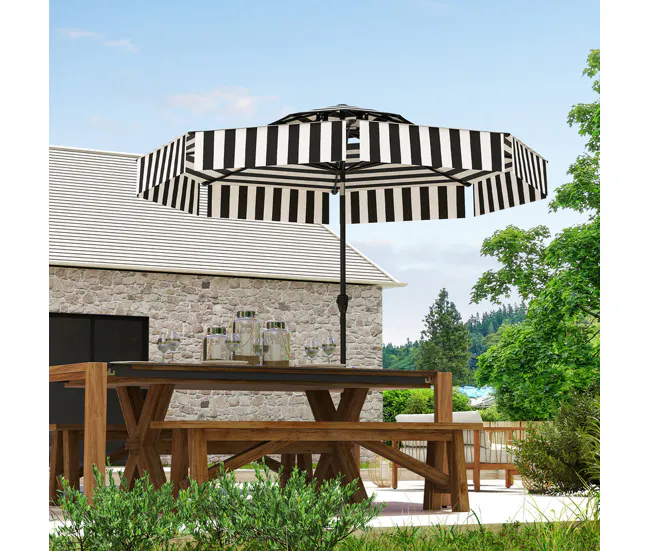 Sombrilla Rectangular Outsunny Sombrilla Terraza Exterior Ø263 cm Sombrilla de Jardín con Ángulo Ajustable y Manivela Prot...
