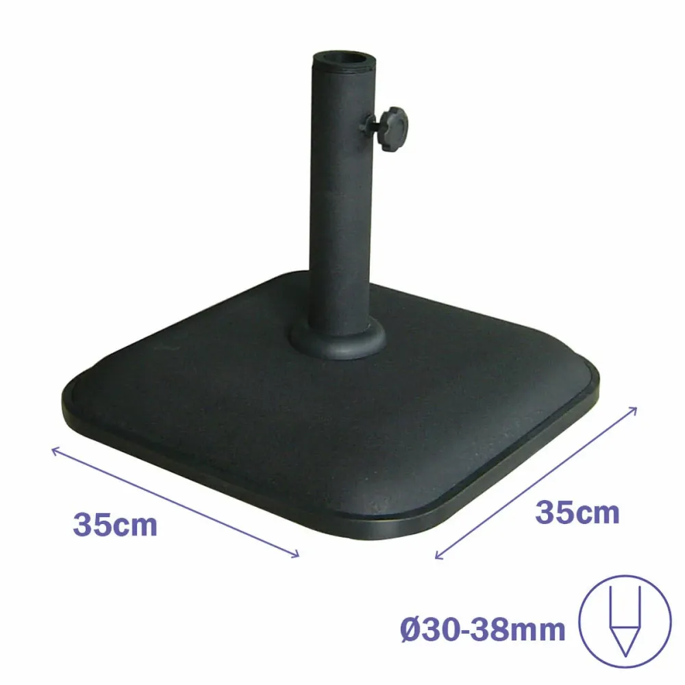 Toldo de Lona Marbueno Base Sombrilla Cuadrada Cemento 35X35X5,2 cm 11KG Negro Jardin, Piscina y Terraza 10455