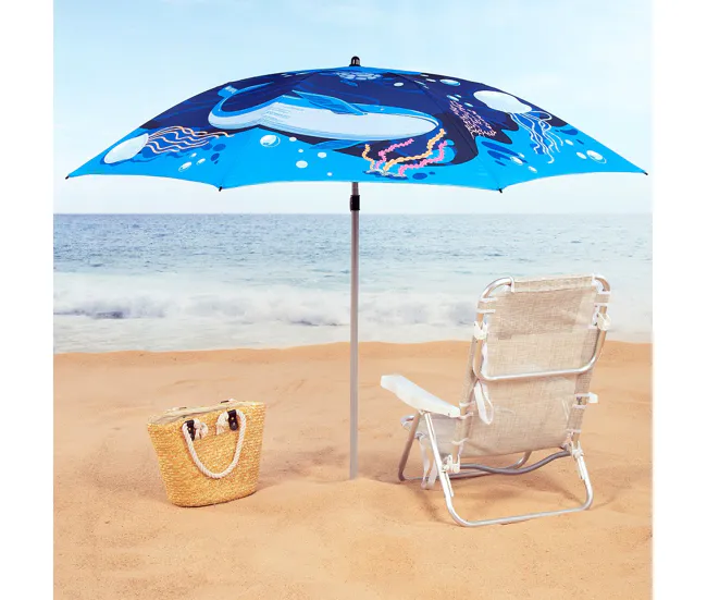 Aktive Sombrilla playa 200 cm inclinable mundo marino UV40 c/funda en Tela de Poliéster
