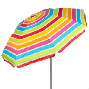 Aktive Sombrilla de playa inclinable rayas arcoíris 220 cm UV50