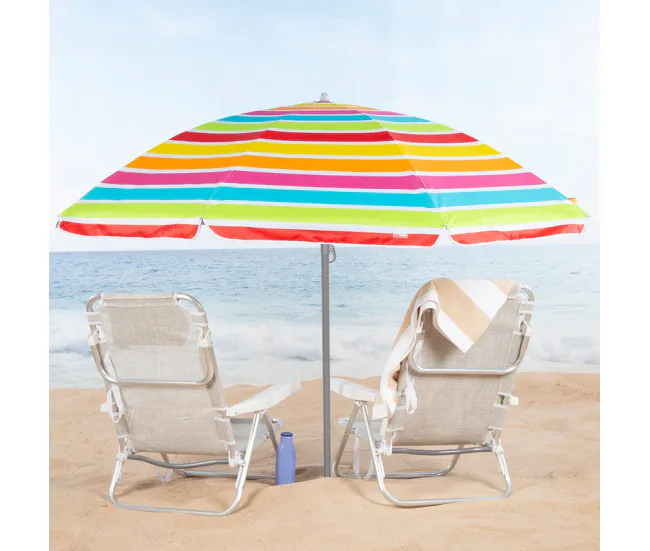 Aktive Sombrilla de playa inclinable rayas arcoíris 220 cm UV50