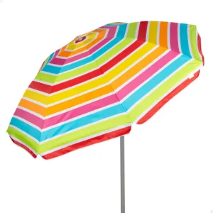 Aktive Sombrilla de playa inclinable rayas colorido 200 cm UV50