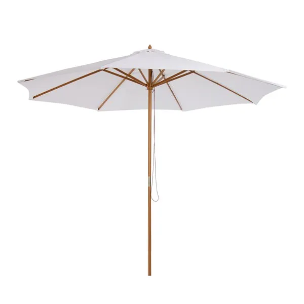 Gran Tamaño para Jardín Sombrilla con estructura de madera blanco crema Ø300x250 cm