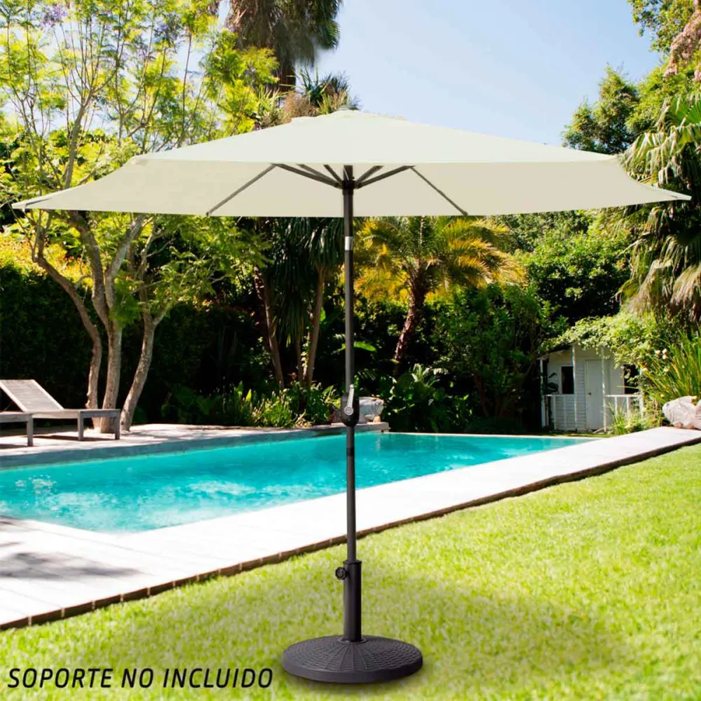 Gran Tamaño para Jardín Sombrilla hexagonal Aktive Garden con manivela y protección UV50 crema Ø300 cm