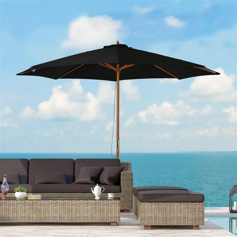 Gran Tamaño para Jardín Sombrilla Outsunny con sistema de pestillo negro Ø300x250 cm