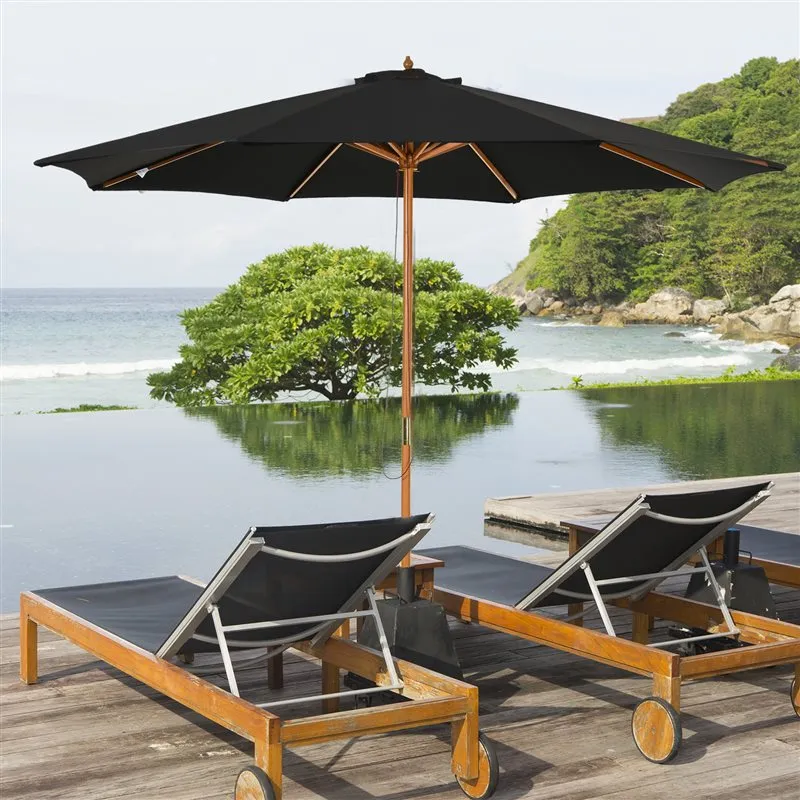 Gran Tamaño para Jardín Sombrilla Outsunny con sistema de pestillo negro Ø300x250 cm