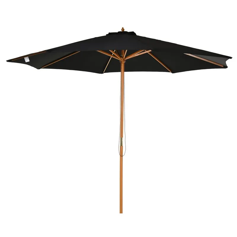 Gran Tamaño para Jardín Sombrilla Outsunny con sistema de pestillo negro Ø300x250 cm