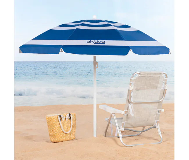 Gran Tamaño para Jardín Sombrilla playa Ø180 cm c/mástil inclinable y protección UV50 Aktive