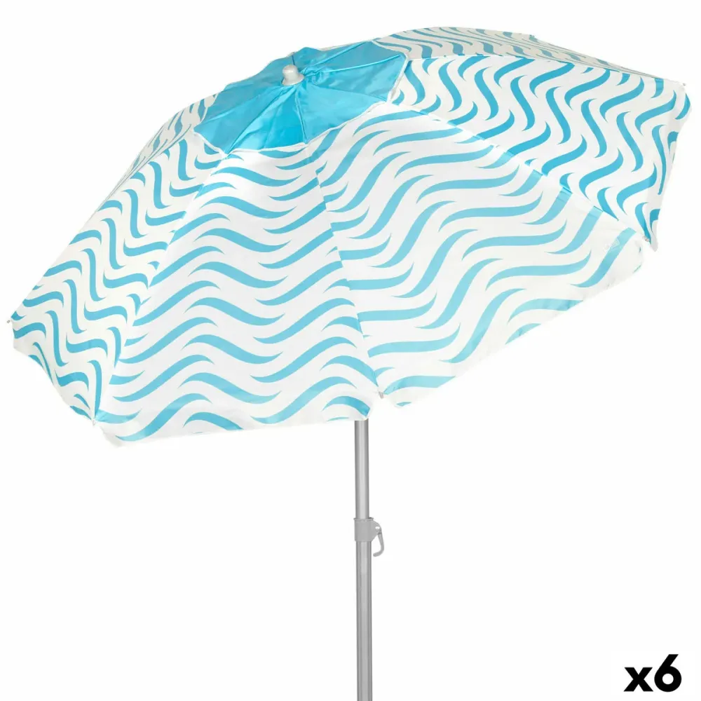 Gran Tamaño para Jardín Sombrilla de playa Aktive Azul Ø 220 cm 220 x 200 x 220 cm (6 Unidades)