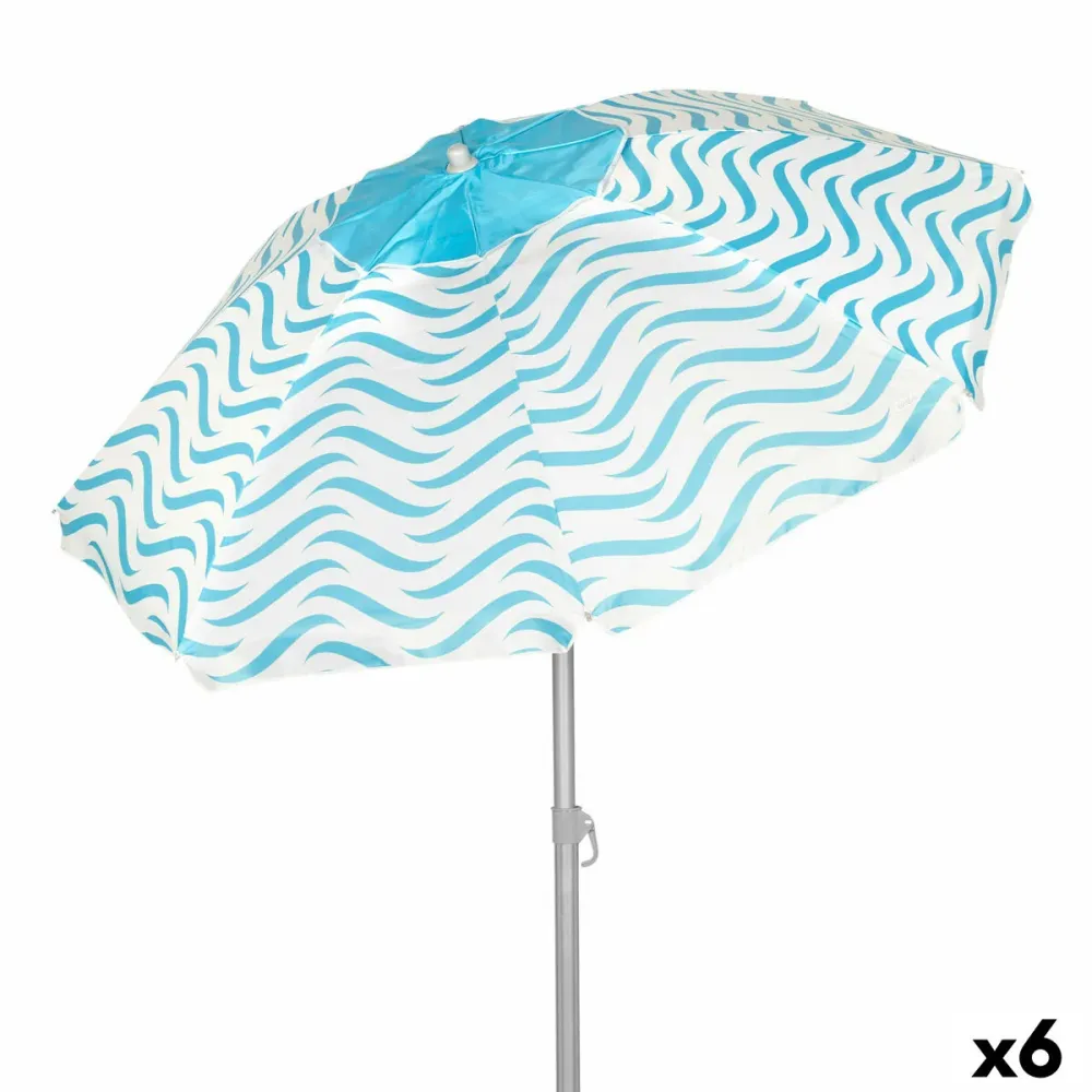 Gran Tamaño para Jardín Sombrilla de playa Aktive Azul Ø 200 cm 200 x 190 x 200 cm (6 Unidades)