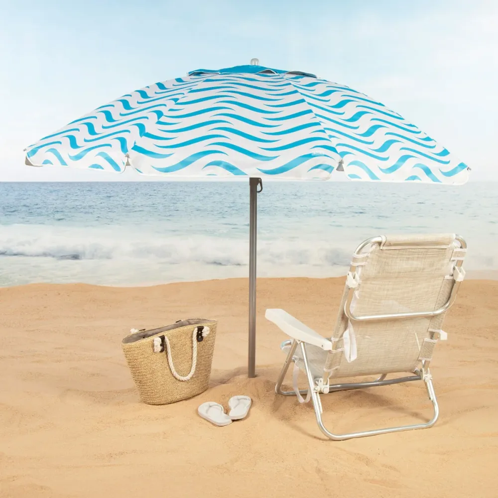 Gran Tamaño para Jardín Sombrilla de playa Aktive Azul Ø 200 cm 200 x 190 x 200 cm (6 Unidades)