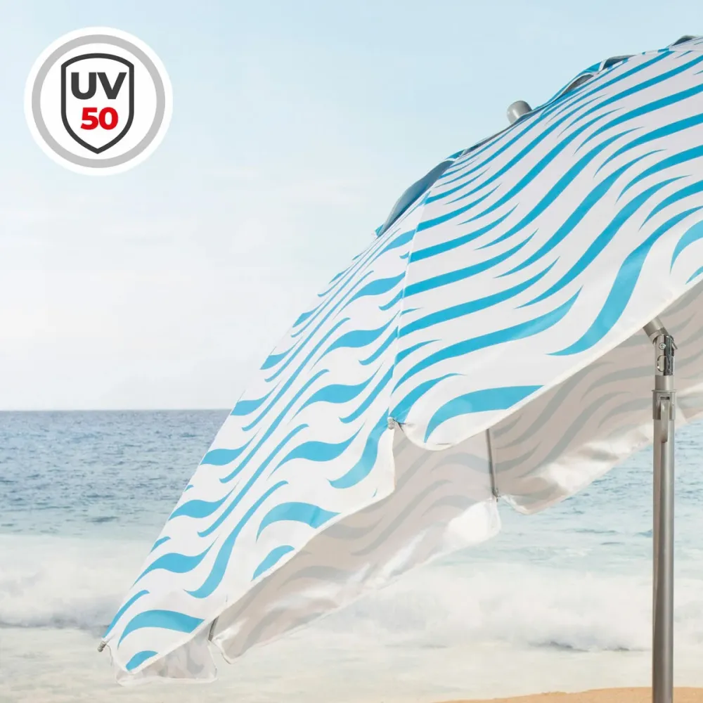 Gran Tamaño para Jardín Sombrilla de playa Aktive Azul Ø 200 cm 200 x 190 x 200 cm (6 Unidades)