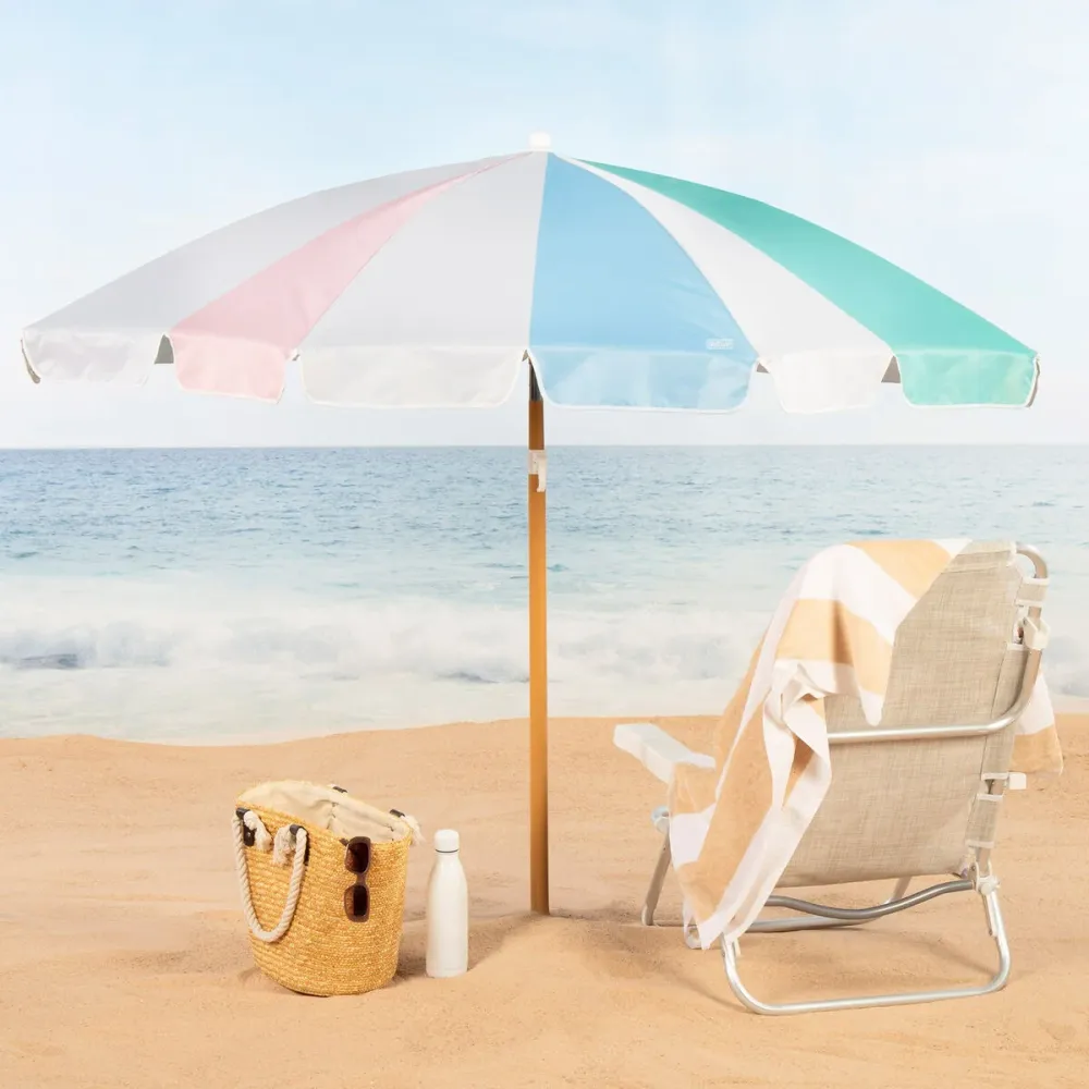 Gran Tamaño para Jardín Sombrilla de playa Aktive Ø 200 cm 20 x 185 x 20 cm (6 Unidades)