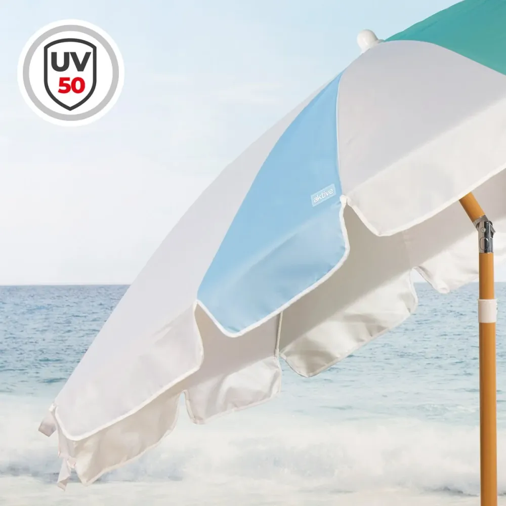 Gran Tamaño para Jardín Sombrilla de playa Aktive Ø 200 cm 20 x 185 x 20 cm (6 Unidades)