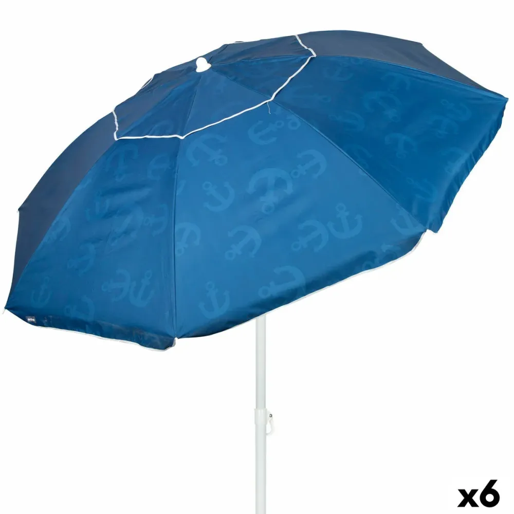 Gran Tamaño para Jardín Sombrilla de playa Aktive Azul 220 x 210 x 220 cm (6 Unidades)