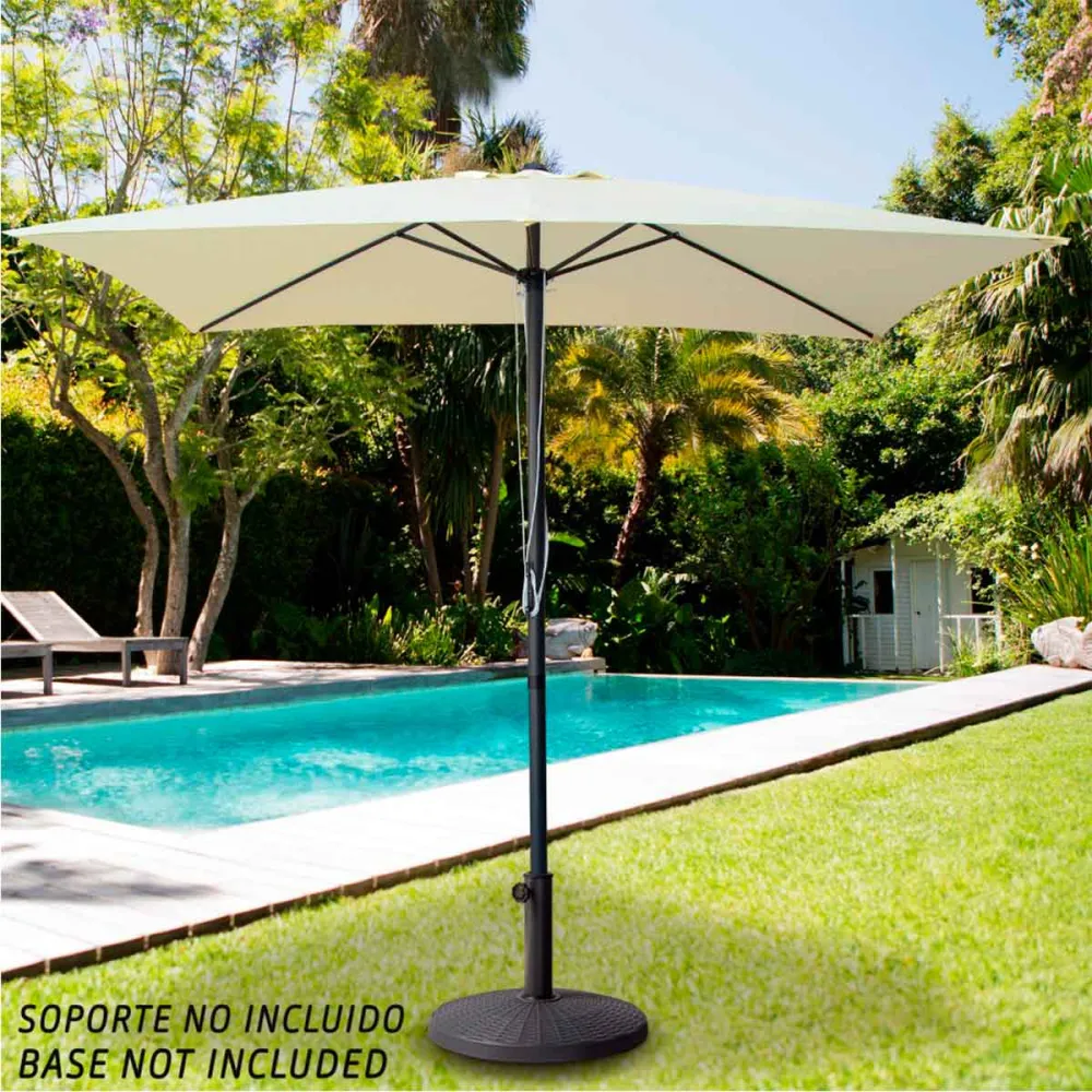 Impermeable y Resistentes al Viento Sombrilla cuadrada Aktive Garden con poleas protección UV50 crema 300x300 cm