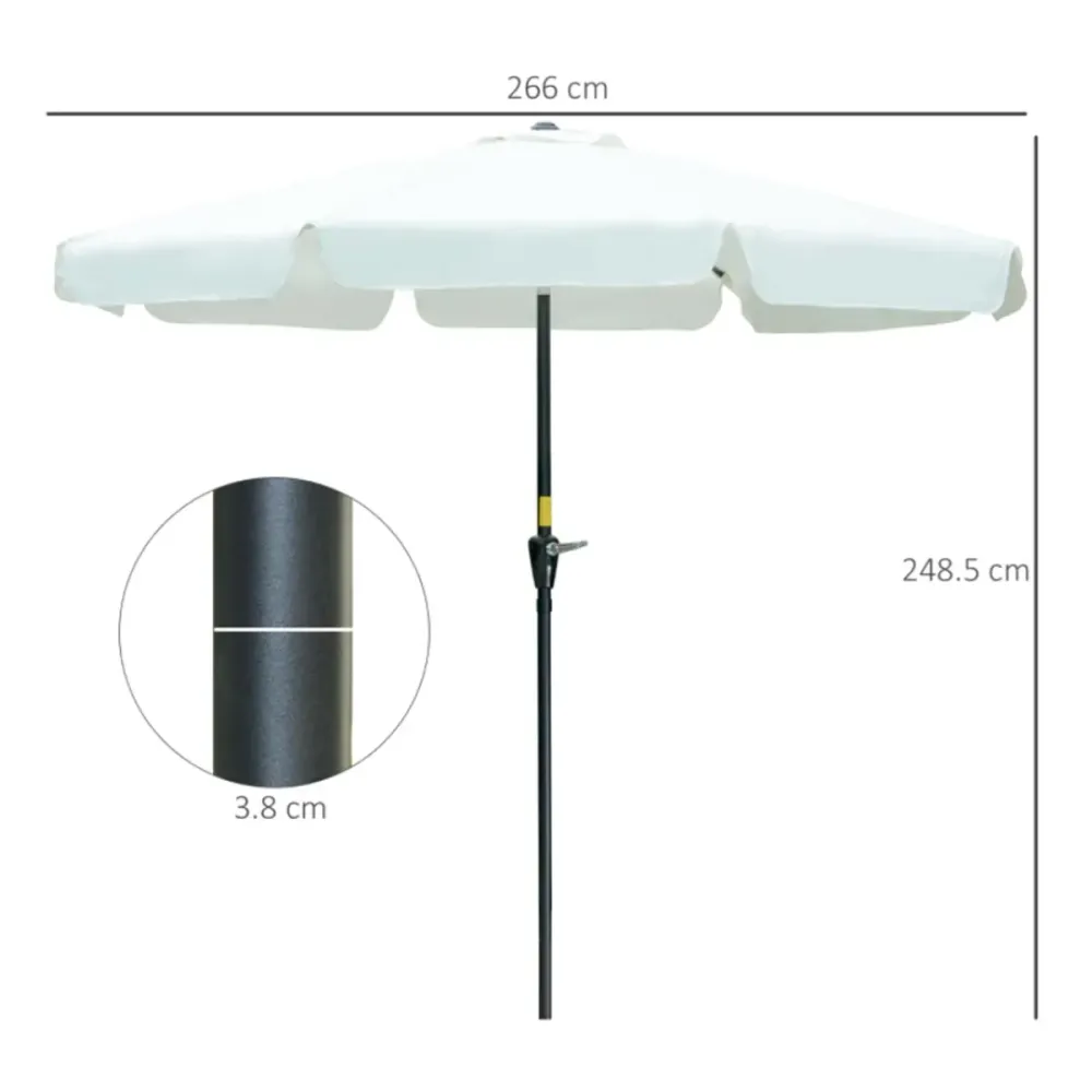 Sombrilla de jardín Outsunny inclinable con ventilación y manivela beis Ø266x248,5 cm con Protección UV 50+