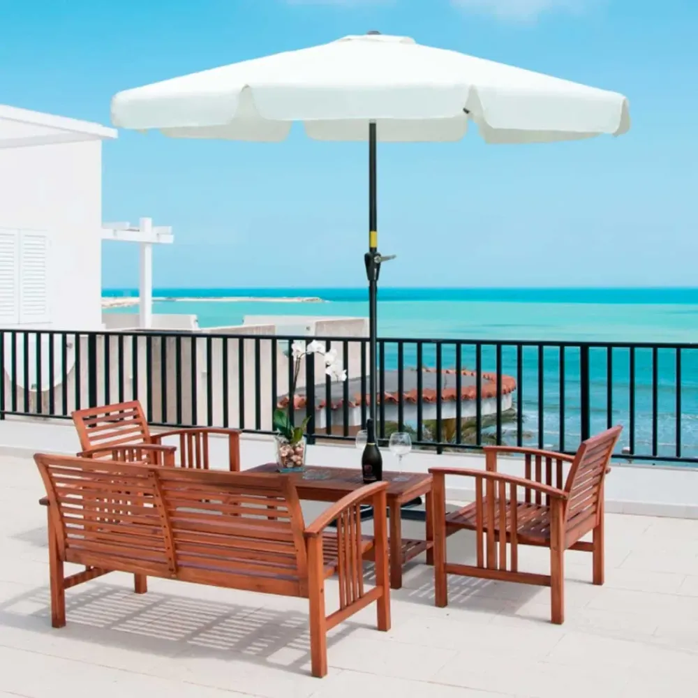 Sombrilla de jardín Outsunny inclinable con ventilación y manivela beis Ø266x248,5 cm con Protección UV 50+