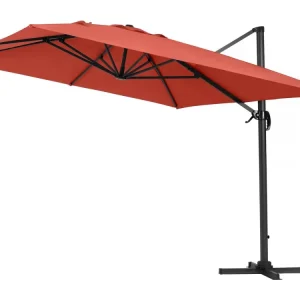Sombrilla de jardín sun 4 aluminio deportado - rectángulo - 3 x 4 m - rojo para Terraza y Piscina