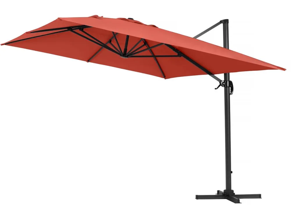 Sombrilla de jardín sun 4 aluminio deportado - rectángulo - 3 x 4 m - rojo para Terraza y Piscina