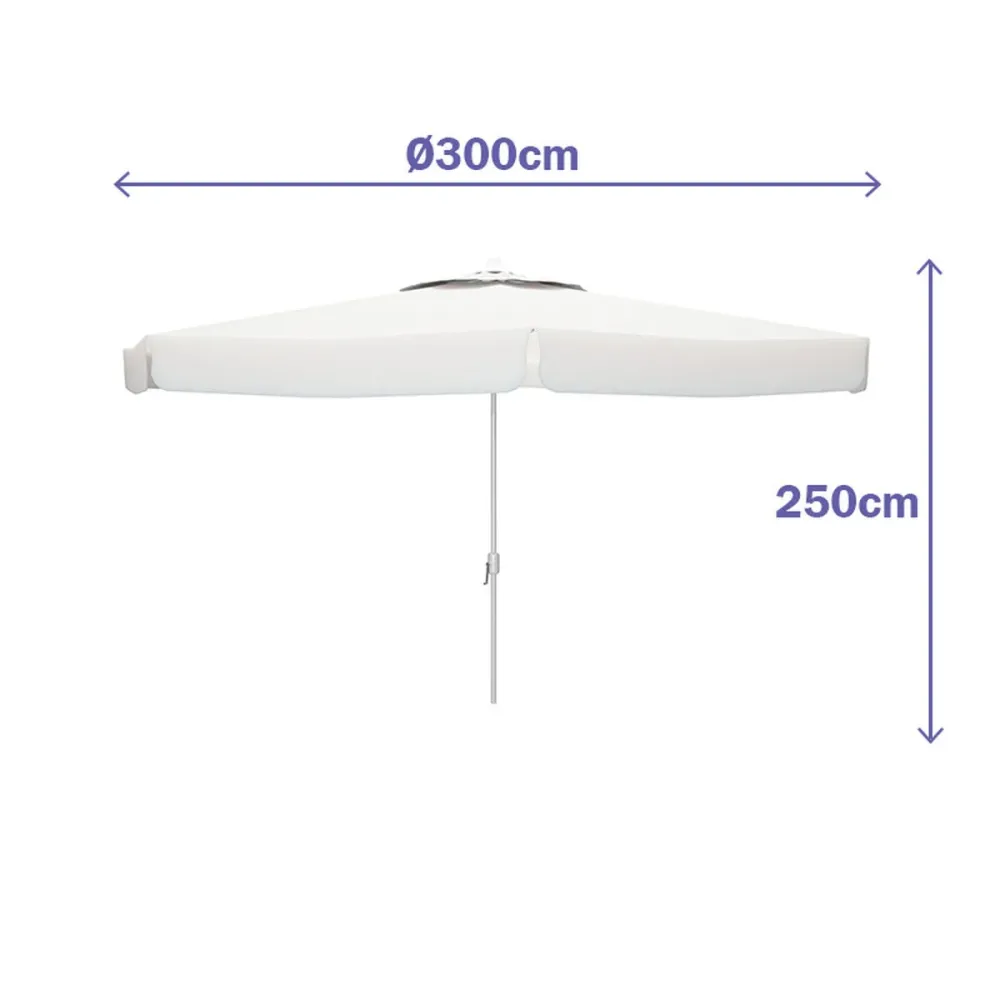 Sombrilla Marbueno Blanco Poliéster Aluminio Ø 300 cm | Impermeable | Ventilada