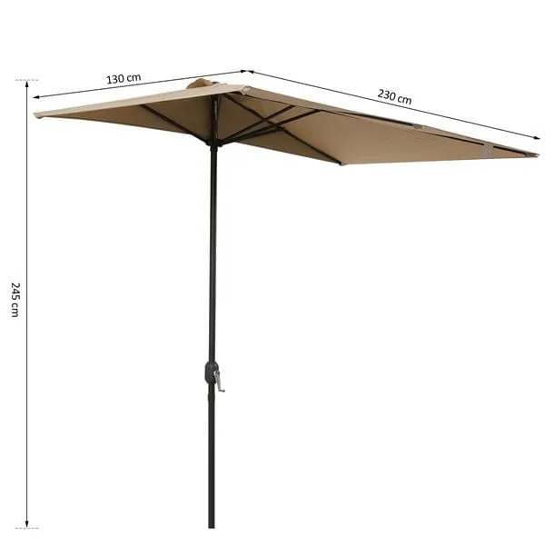 Sombrilla de media pantalla Outsunny con manivela crema 245x230x130 cm Material Aluminio y Lona