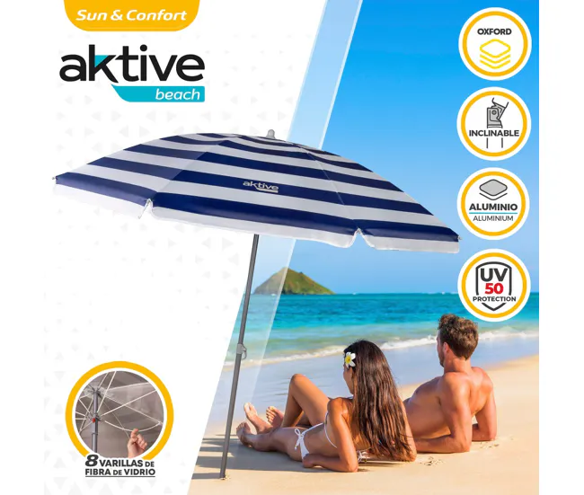 Sombrilla playa 180 cm protección UV50 Aktive Beach con Protección UV 50+