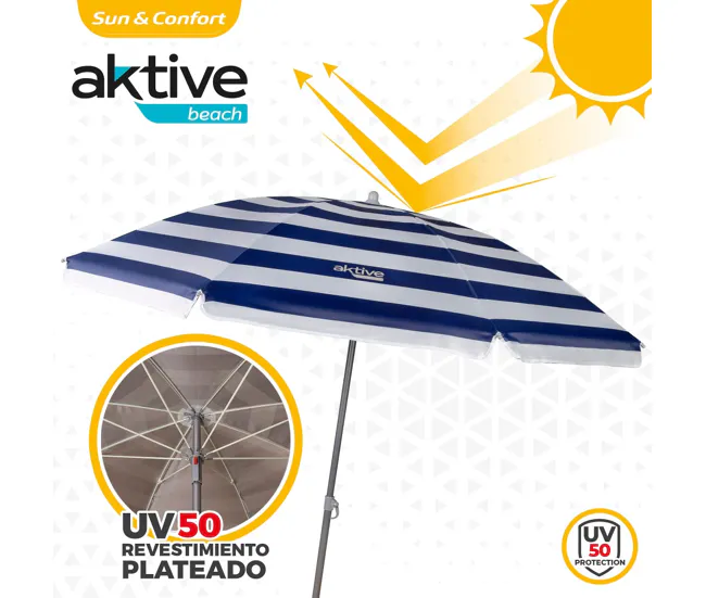 Sombrilla playa 180 cm protección UV50 Aktive Beach con Protección UV 50+